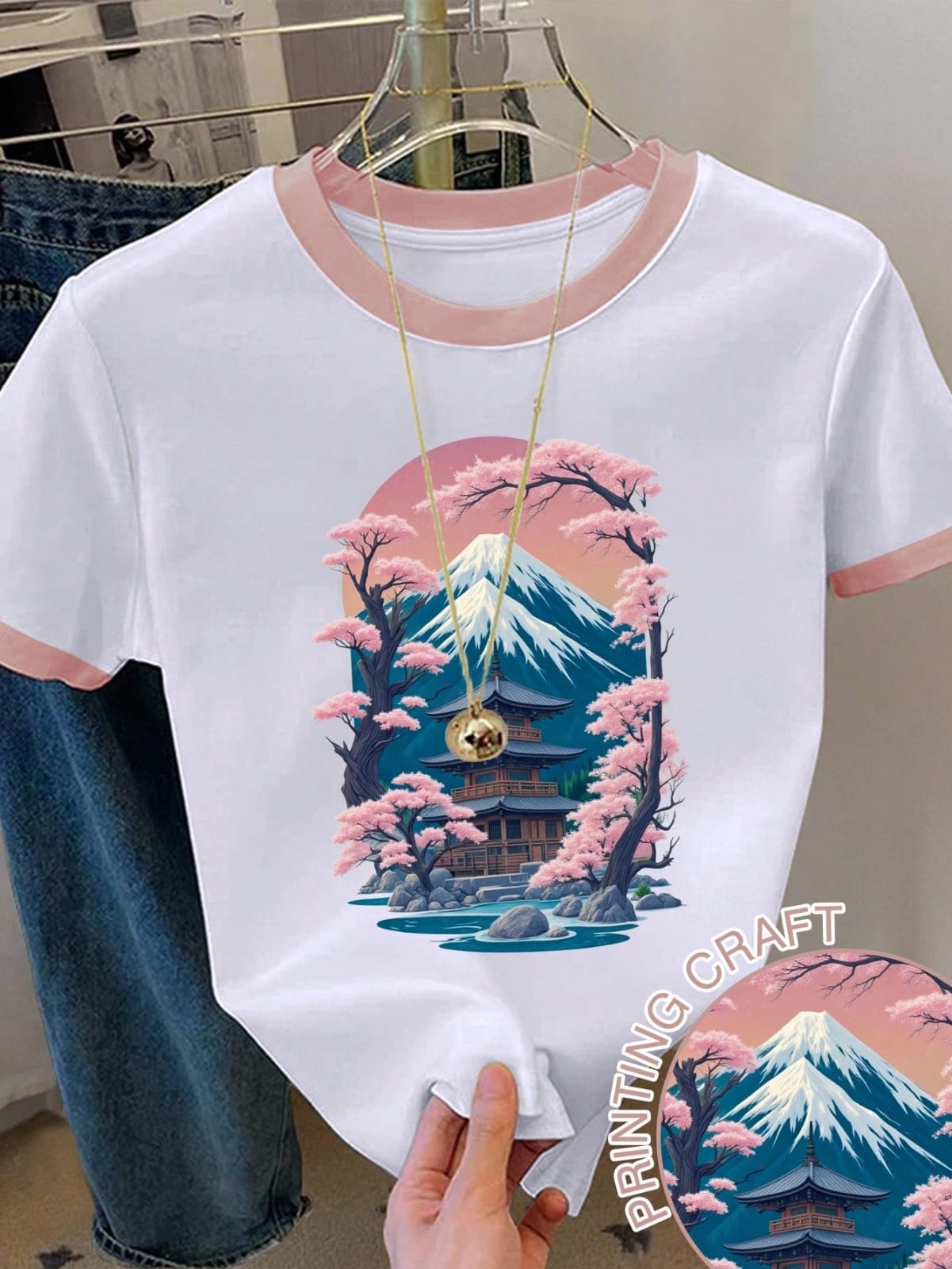 CAMISA CON BORDES ROSA