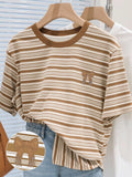 CAMISA RAYADA CAFE DE MUJER TALLA XS 0008095