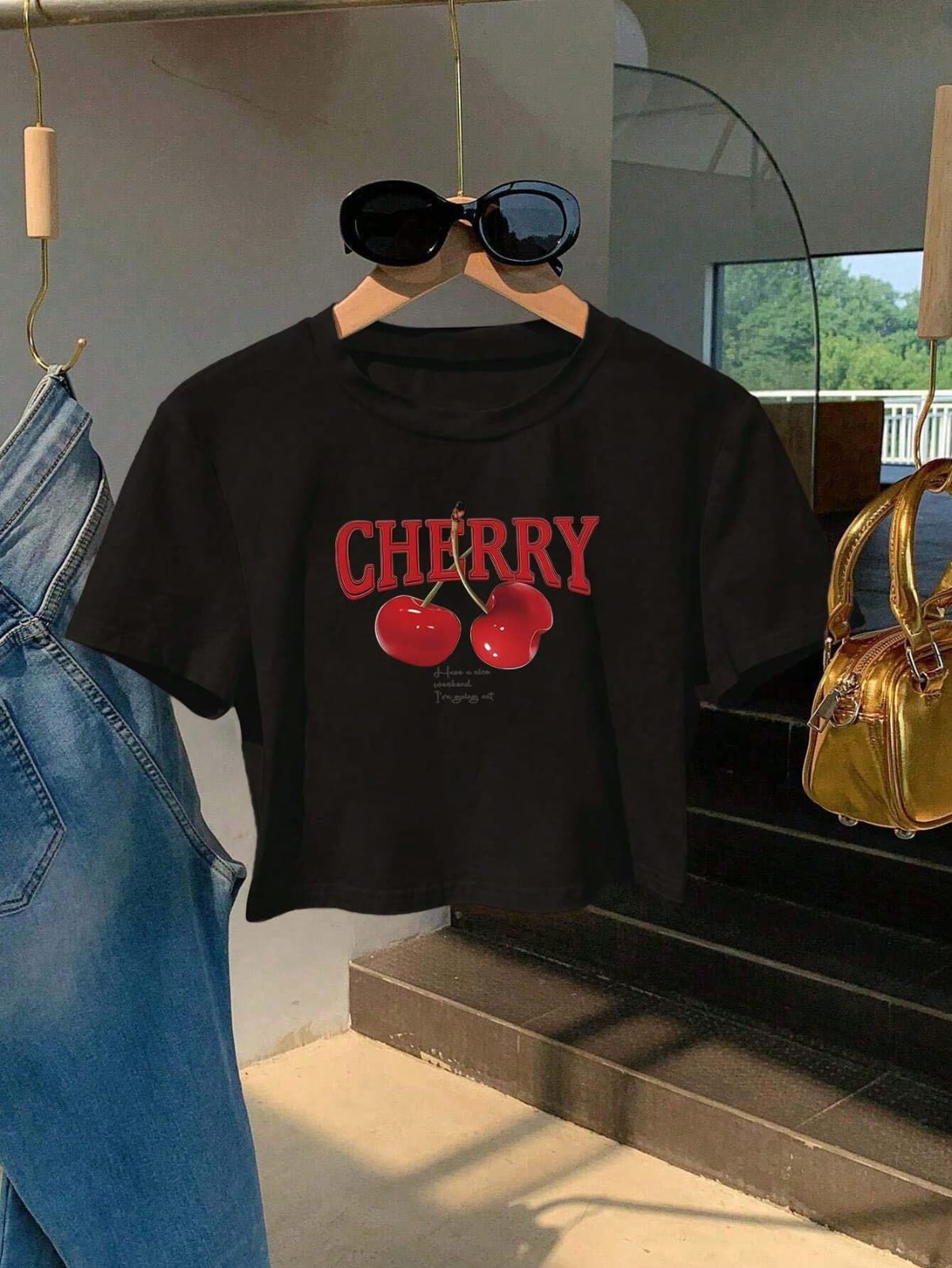 CAMISA NEGRA DE MUJER DE CHERRY TALLA L 0007489