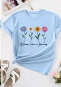 CAMISA CELESTE DE MUJER DE FLORES TALLA S 0007240
