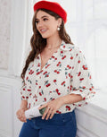 CAMISA BLANCA DE MUJER DE CEREZA MANGA LARGA 0008130
