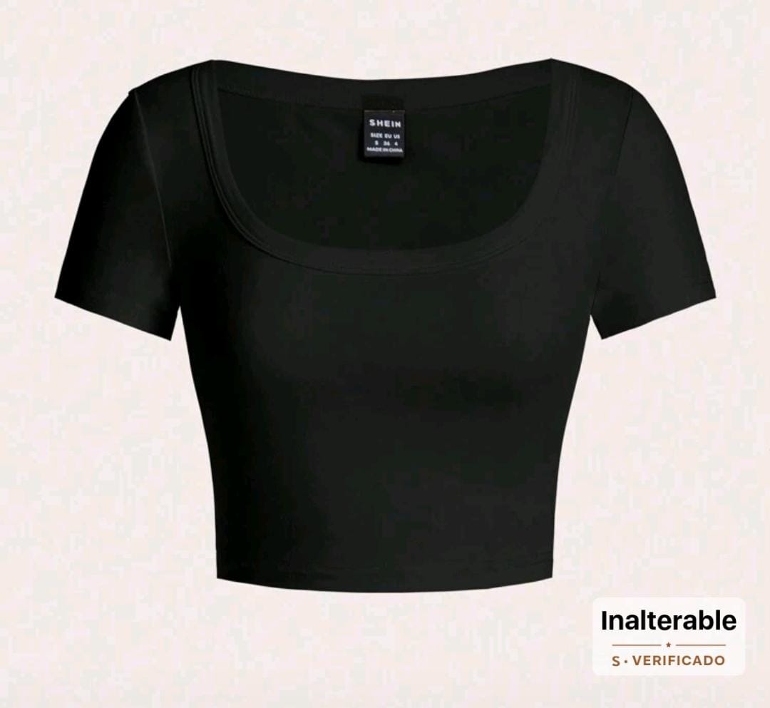 CAMISA NEGRA CORTA DE MUJER TALLA XS 0007997