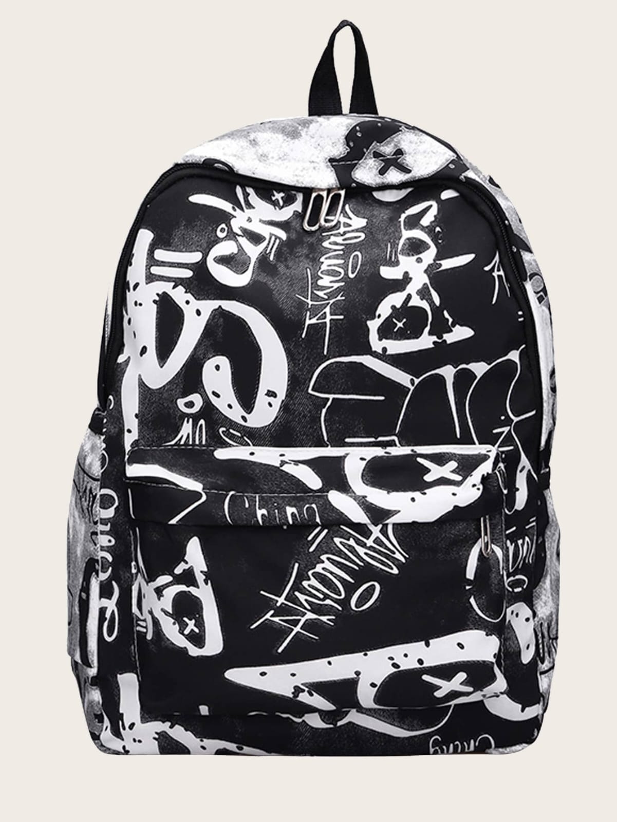 MOCHILA BLANCO CON NEGRO IMPERMEABLE