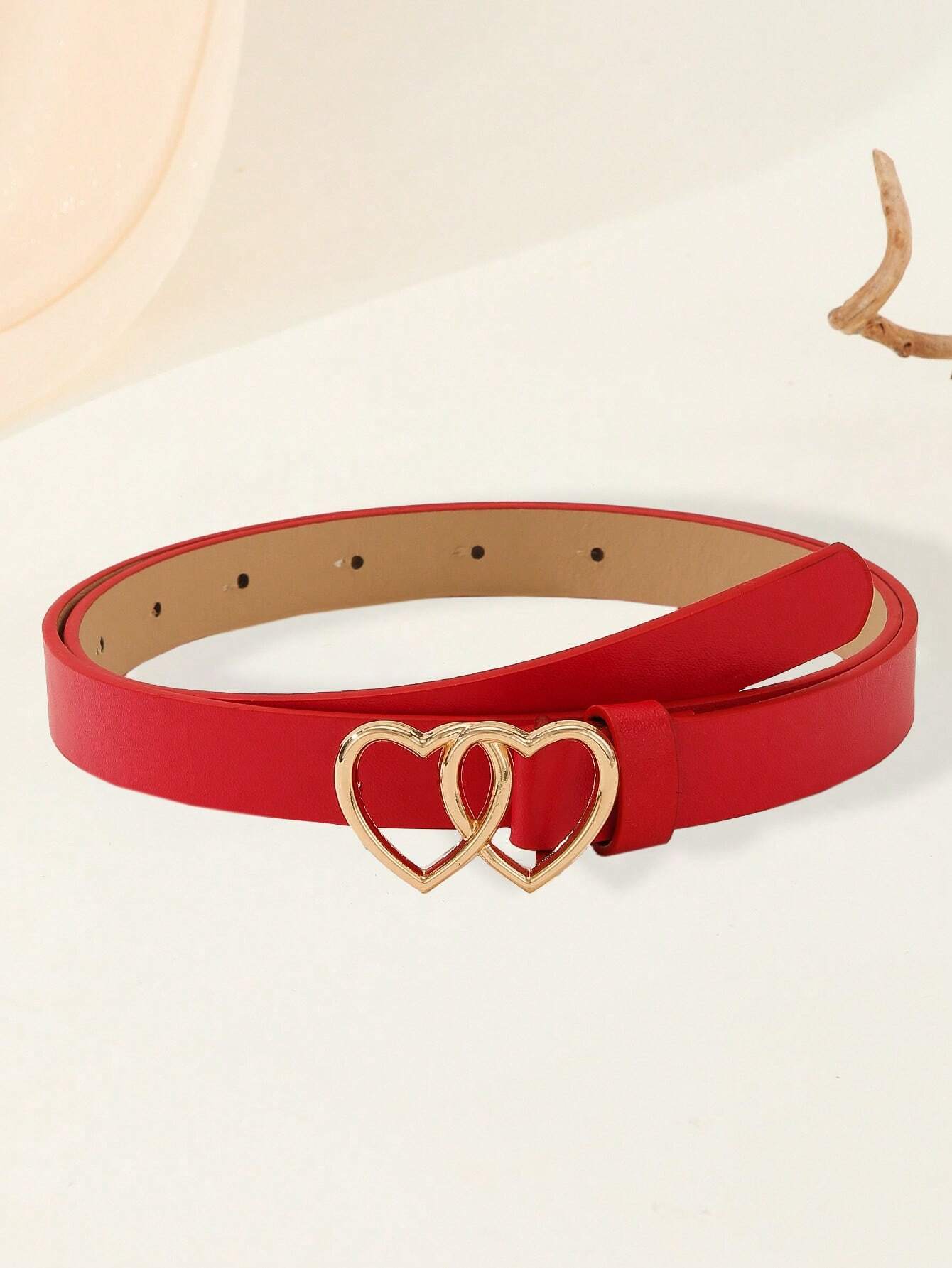FAJAS DE MUJER CON HEBILLA DE 2 CORAZON COLOR ROJO