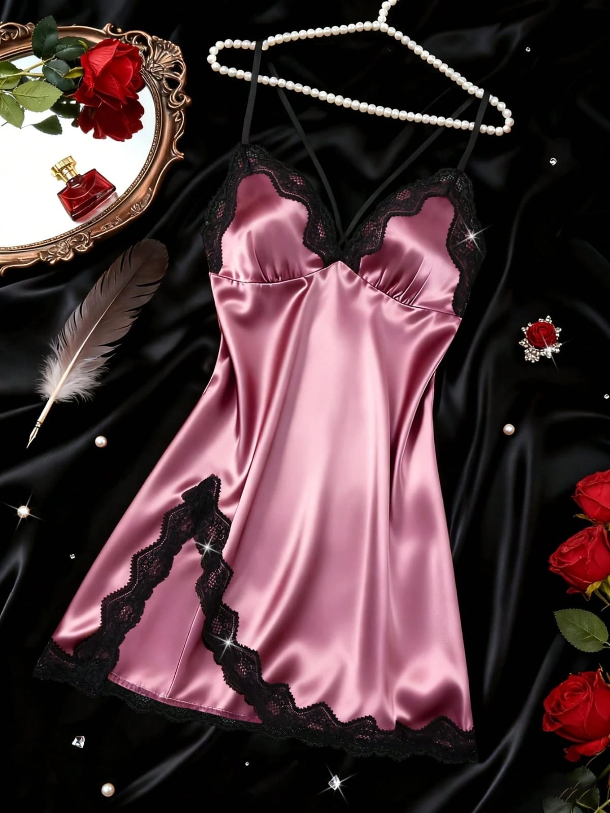 LENCERIA MORADO CON BORDES NEGROS