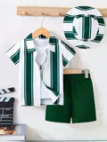 CONJUNTO DE NIÑO CON RAYAS BLANCAS