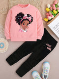 CONJUNTO ROSADO Y NEGRO DE NIÑA