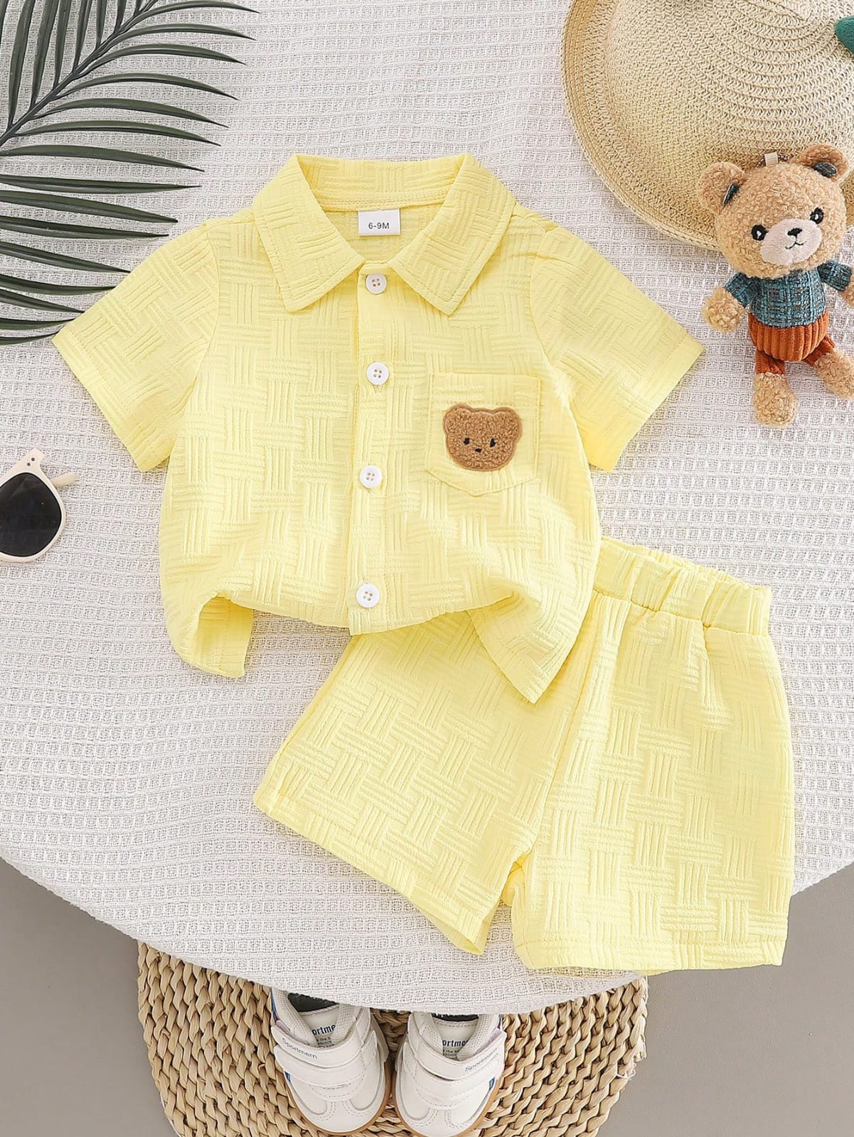 CONJUNTO CON OSITO BORDADO DE NIÑO