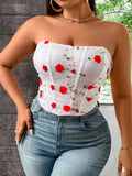 TOP BLANCO CON FLORES ROJAS DE MUJER