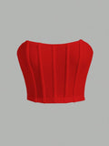 TOP ROJO CON ESCOTE DE MUJER