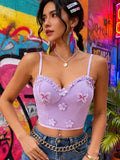 TOP MORADO CON FLORES Y MARIPOSAS