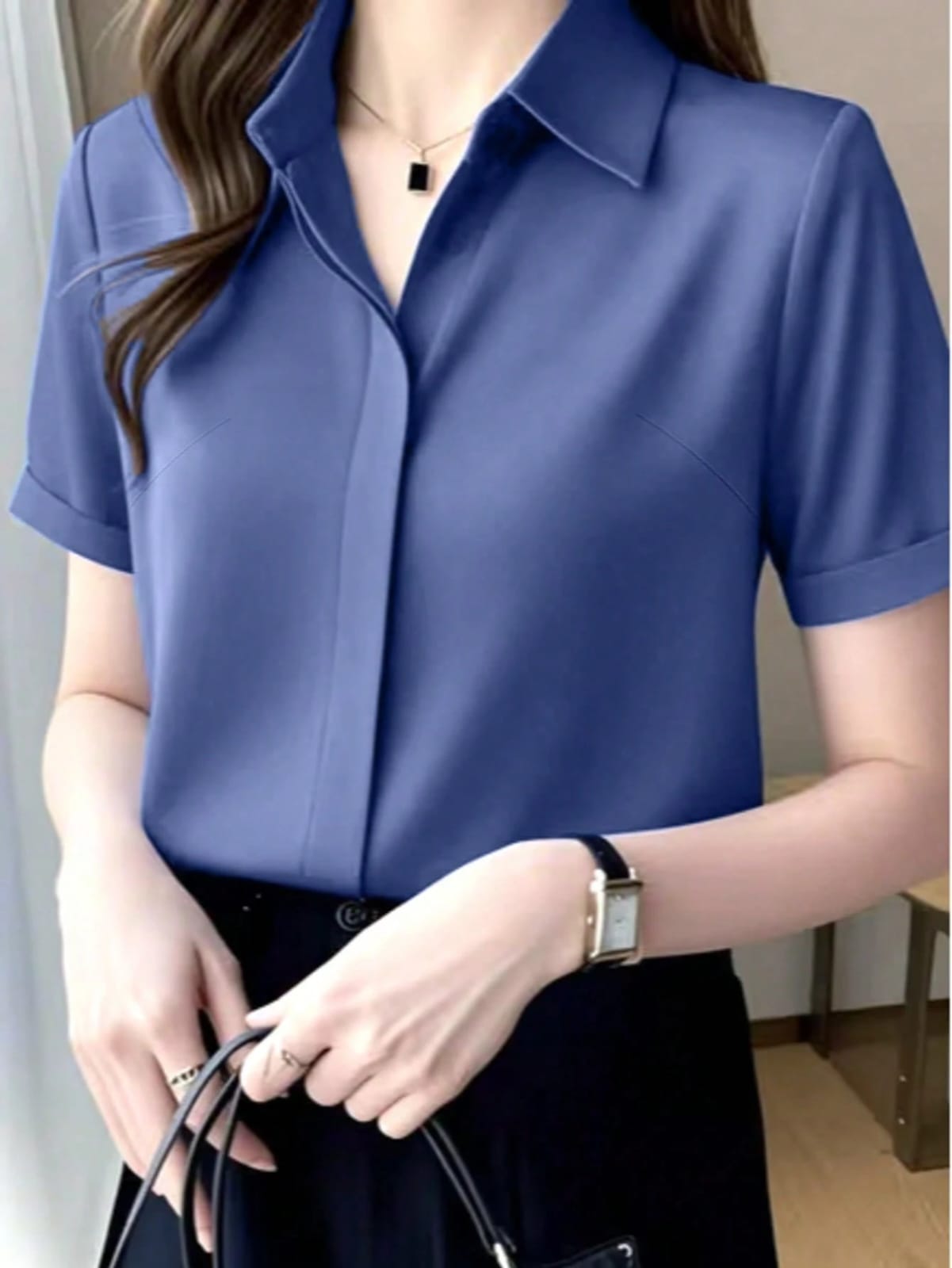 CAMISA DE MUJER COLOR AZUL MARINO TALLA S 0008730