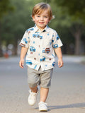 CONJUNTO BLANCO CON DISEÑO DE CARRITOS DE NIÑO