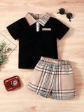 CONJUNTO NEGRO CON BORDES RAYAS CAFE 0008789