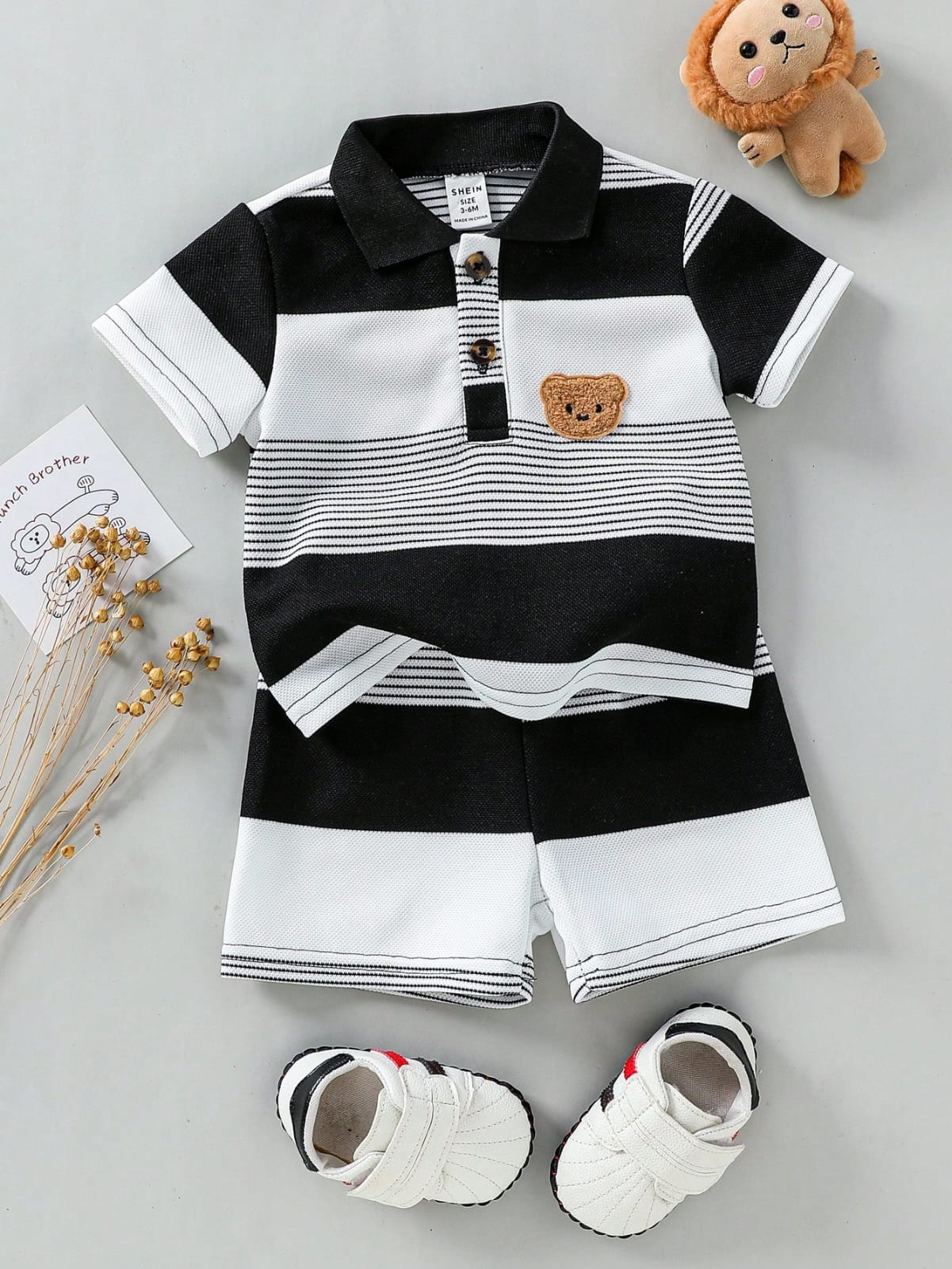 CONJUNTO RAYADO NEGRO Y BLANCO DE NIÑO 0008817