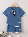 CONJUNTO AZUL CON BORDES BLANCO DE NIÑO 0008826