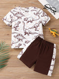 CONJUNTO CON DINOSARIO CAFE Y BLANCO 0008799