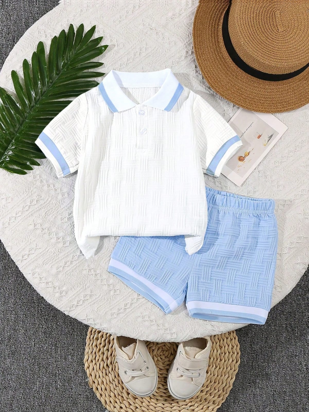 CONJUNTO BLANCO Y CELESTE DE NIÑO 0008803