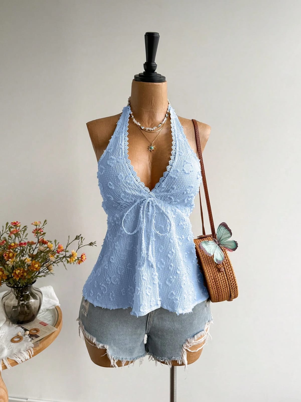BLUSA COLOR CELESTE