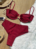 TRAJE DE BAÑO ROJO VINO DE 2 PIEZAS
