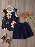 CONJUNTO AZUL CON FLORES BEIS DE MUJER 0008945
