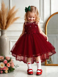 VESTIDO ROJO VINO CON COLA
