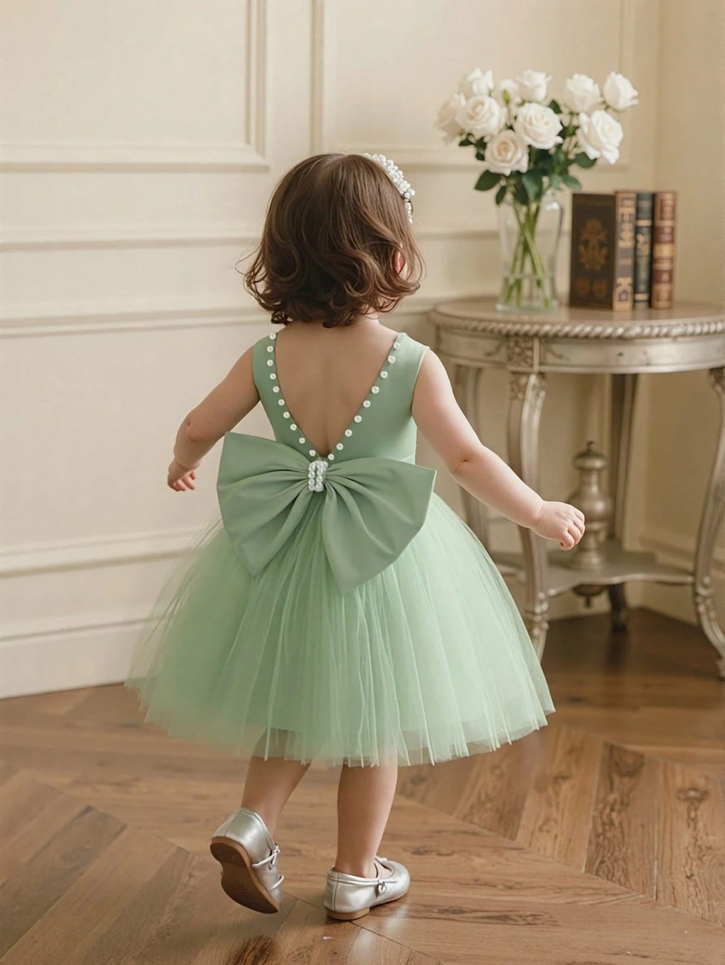 VESTIDO DE NIÑA COLOR VERDE MENTA