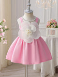 VESTIDO ROSA CON CHONGO BLANCO DE NIÑA