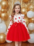 VESTIDO CON ESTANPADO DE CORAZON DE NIÑA