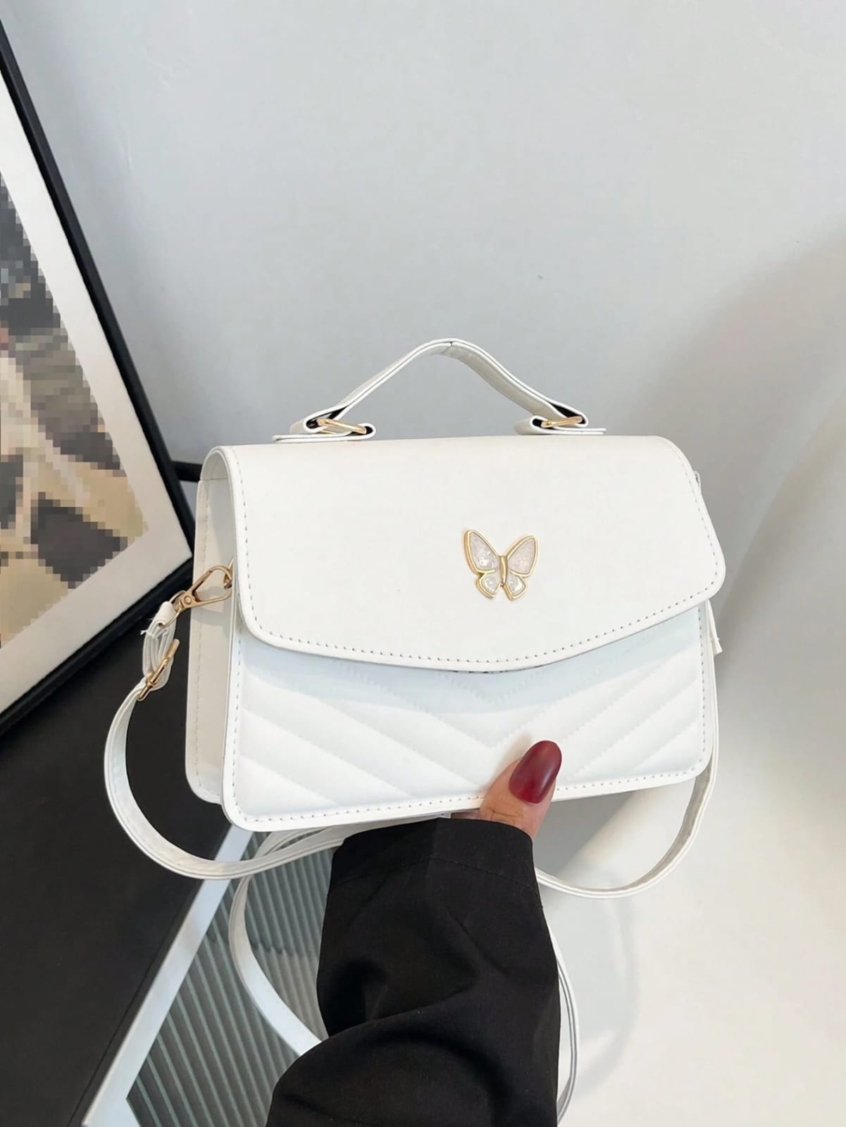 CARTERA BLANCA CON MARIPOSA 0009052