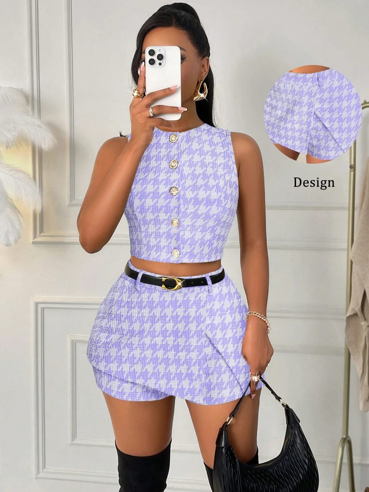 CONJUNTO MORADO DE FALDA SHORT