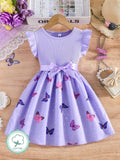 VESTIDO MORADO DE NIÑA CON MARIPOSAS 0009090