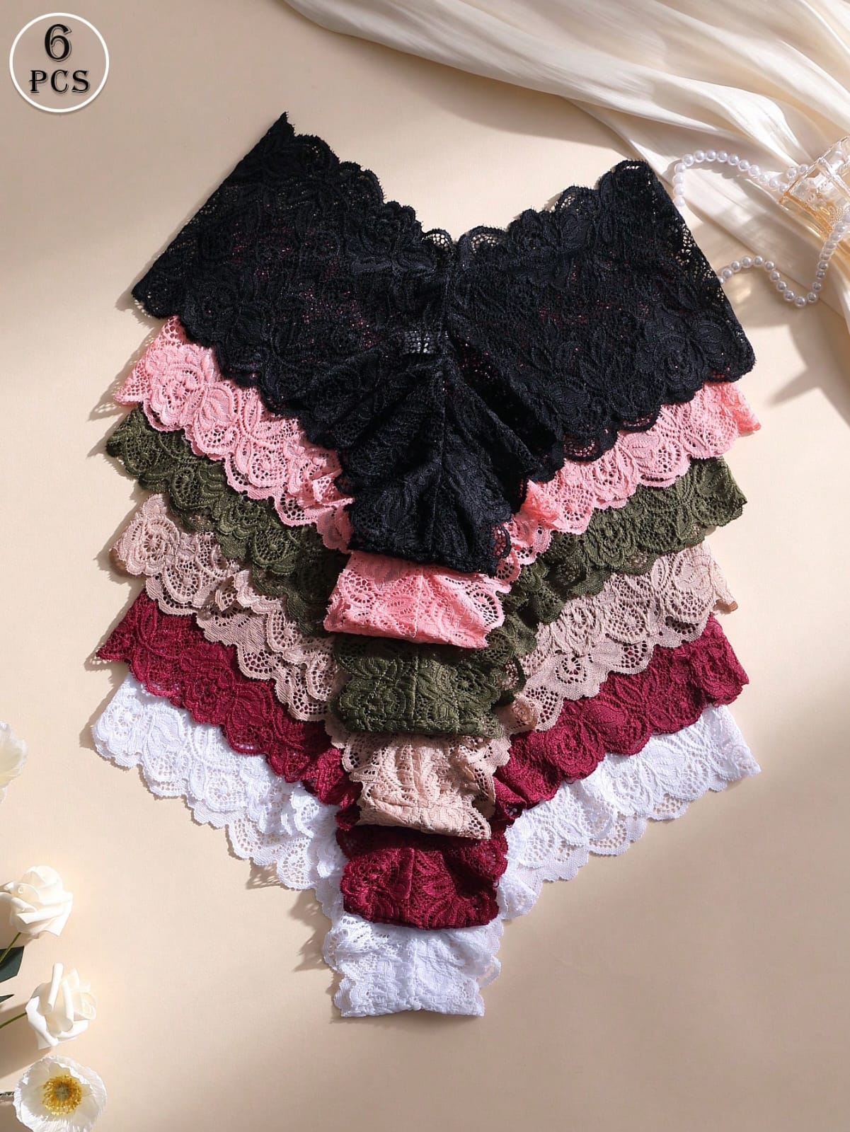 SET DE 6 PANTYS DE ENCAJE