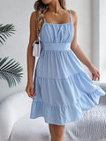 VESTIDO DE TIRANTES CELESTE DE MUJER 0009312