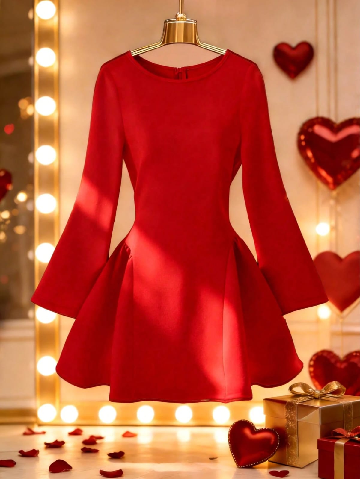 VESTIDO CORTO MANGA LARGA ANCHA