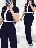 CONJUNTO AZUL DE PANTALONETA DE MUJER