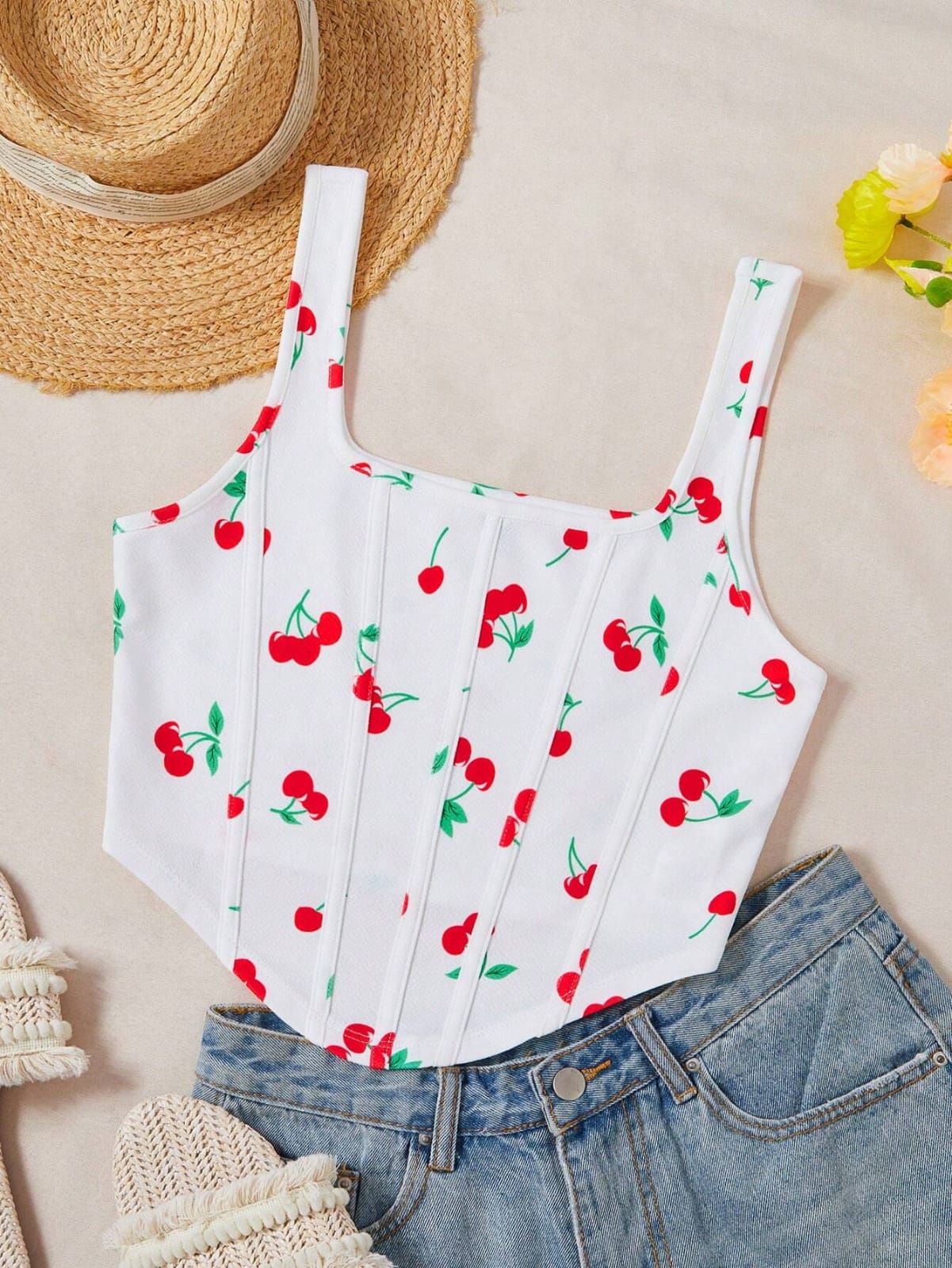 BLUSA BLANCA CON CEREZA