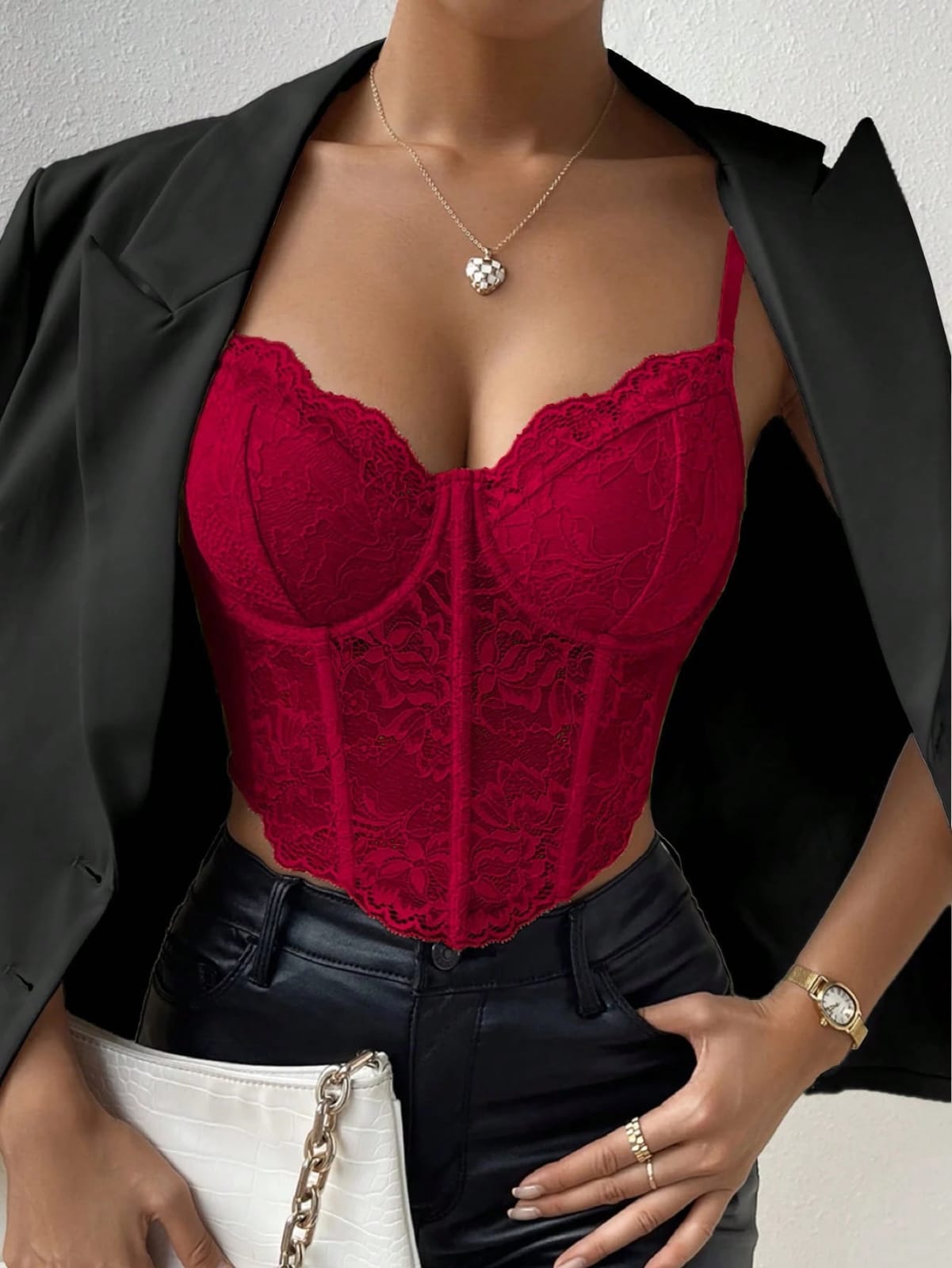 TOP CORSET ROJO VINO DE MUJER