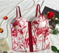 TOP CORSET CON BORDES ROJO DE MUJER