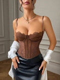 TOP ESTILO CORSET CAFE DE MUJER
