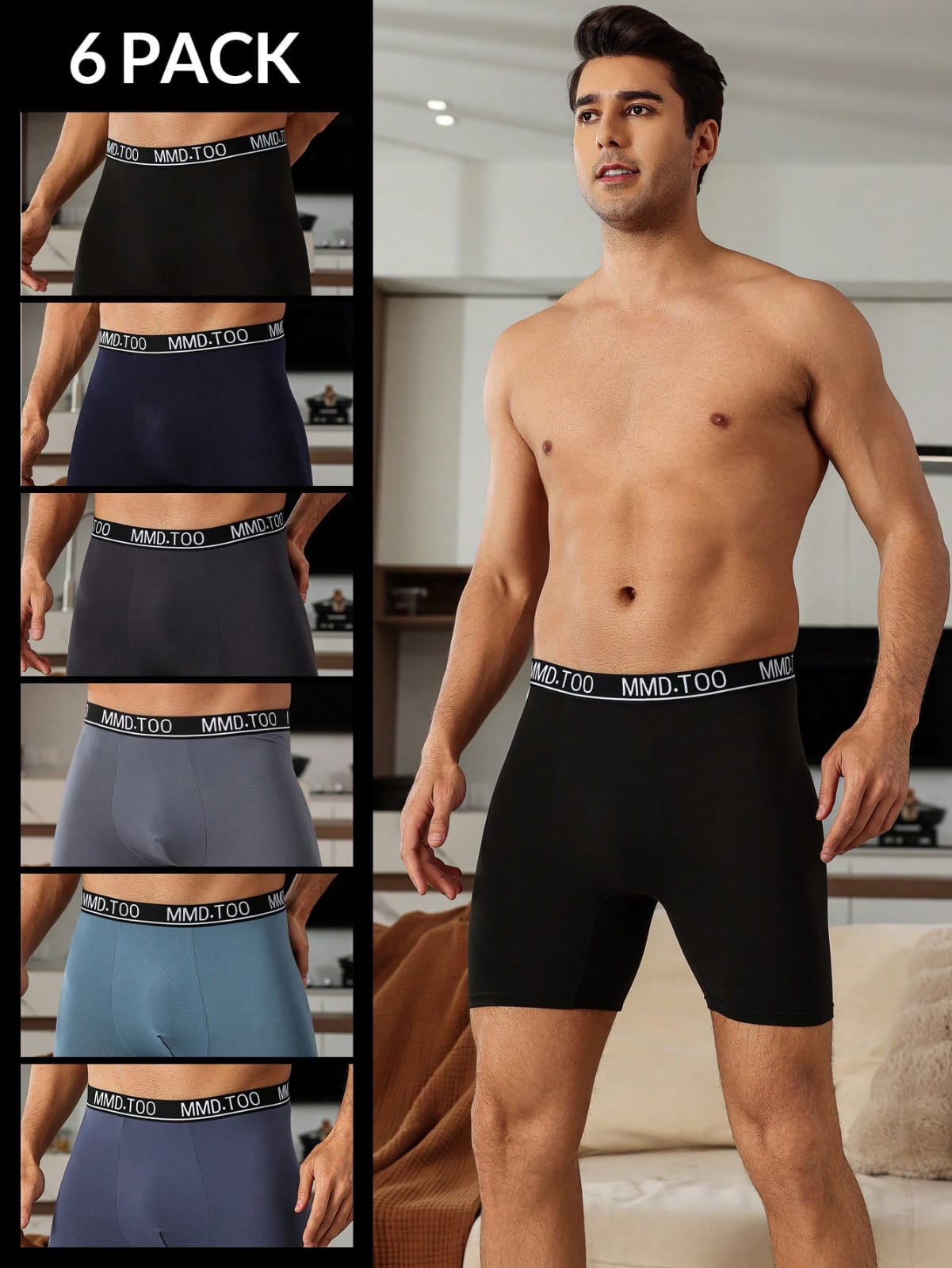 SET DE 6 PIEZAS BOXER LARGO DE HOMBRE