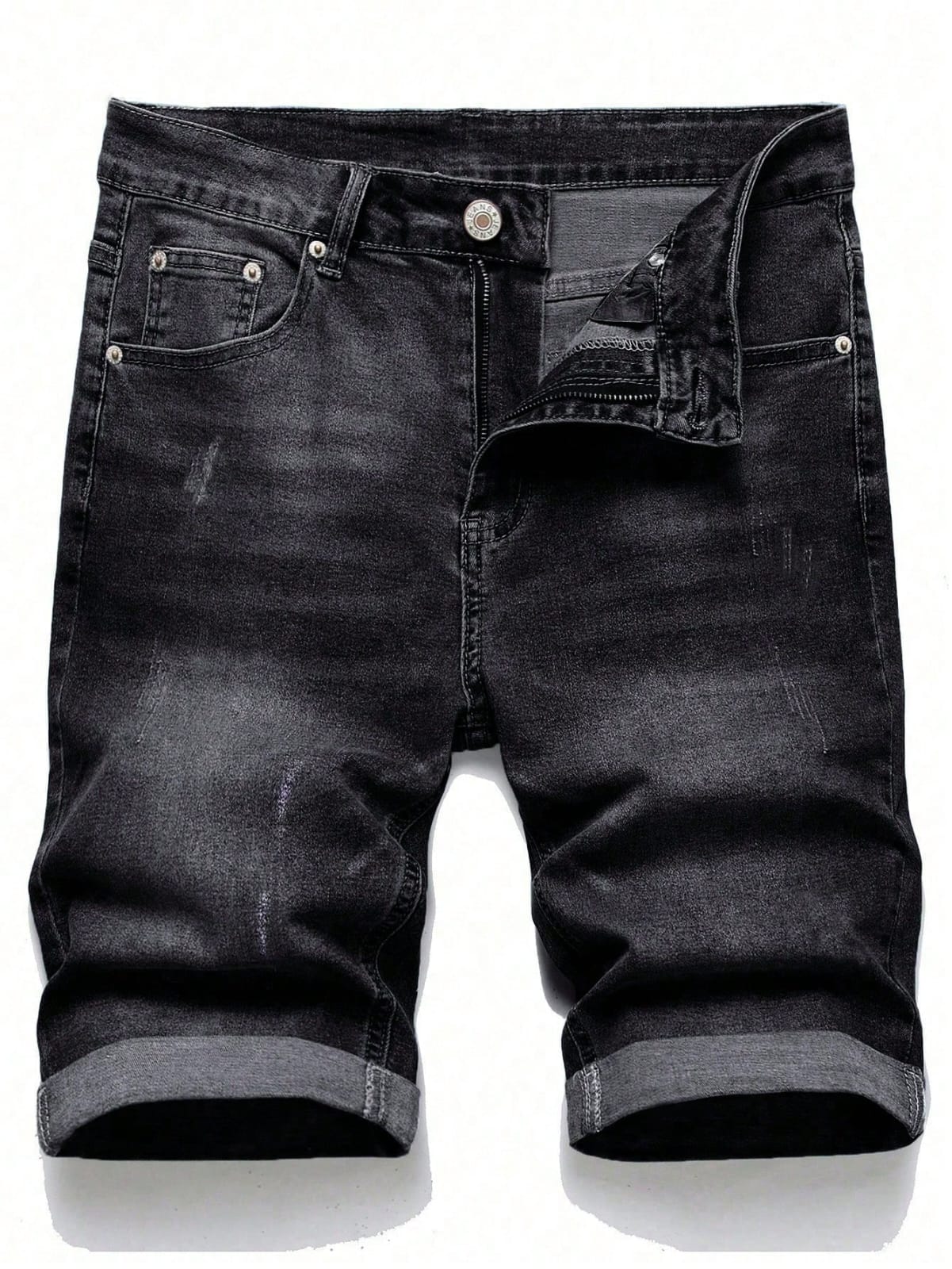 SHORT JEAN COLOR NEGRO CON RUEDO DE HOMBRE