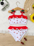 TRAJE DE BAÑO DE CEREZAS DE NIÑA