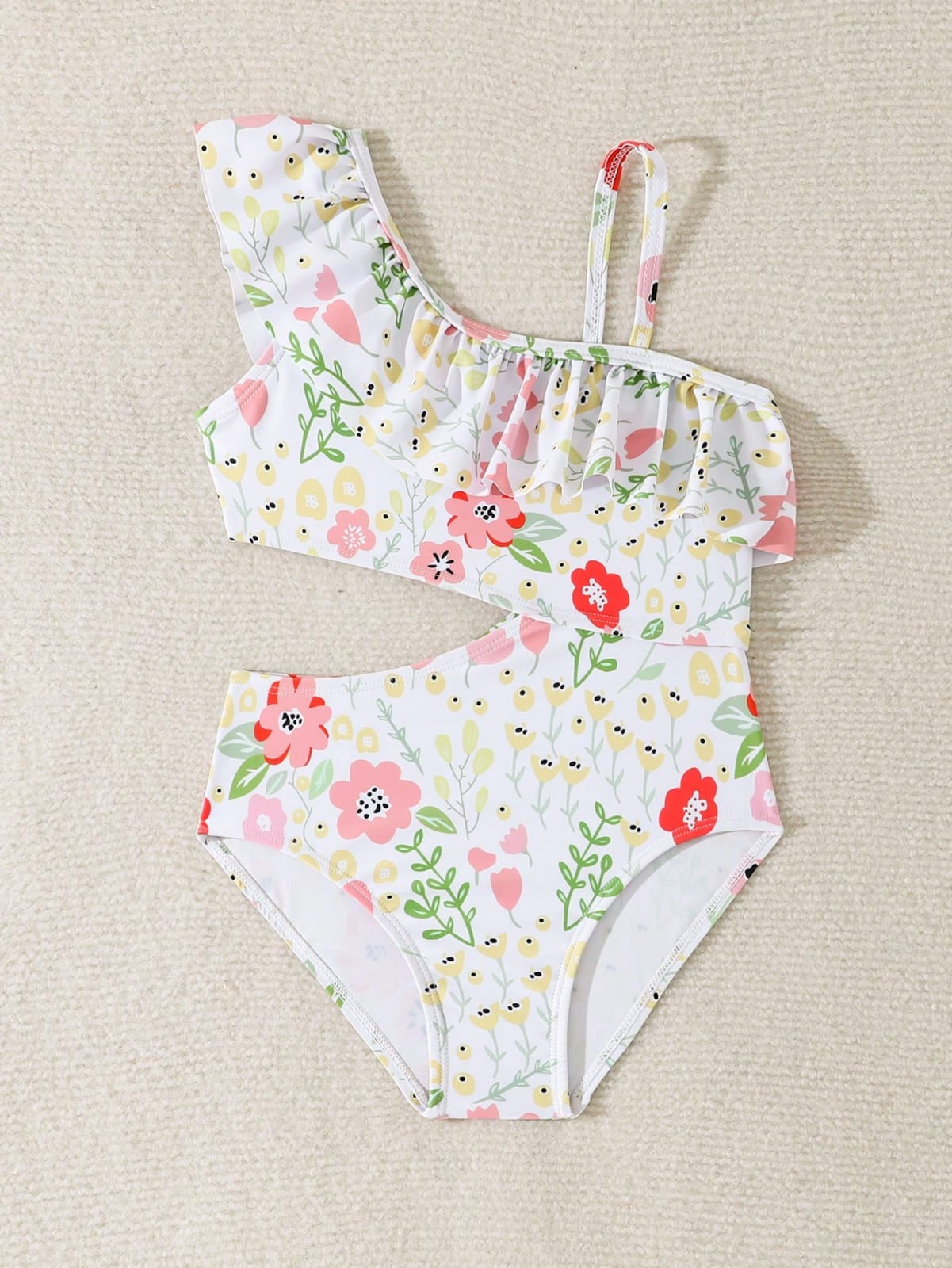 TRAJE BAÑO CON FLORES DE NIÑA