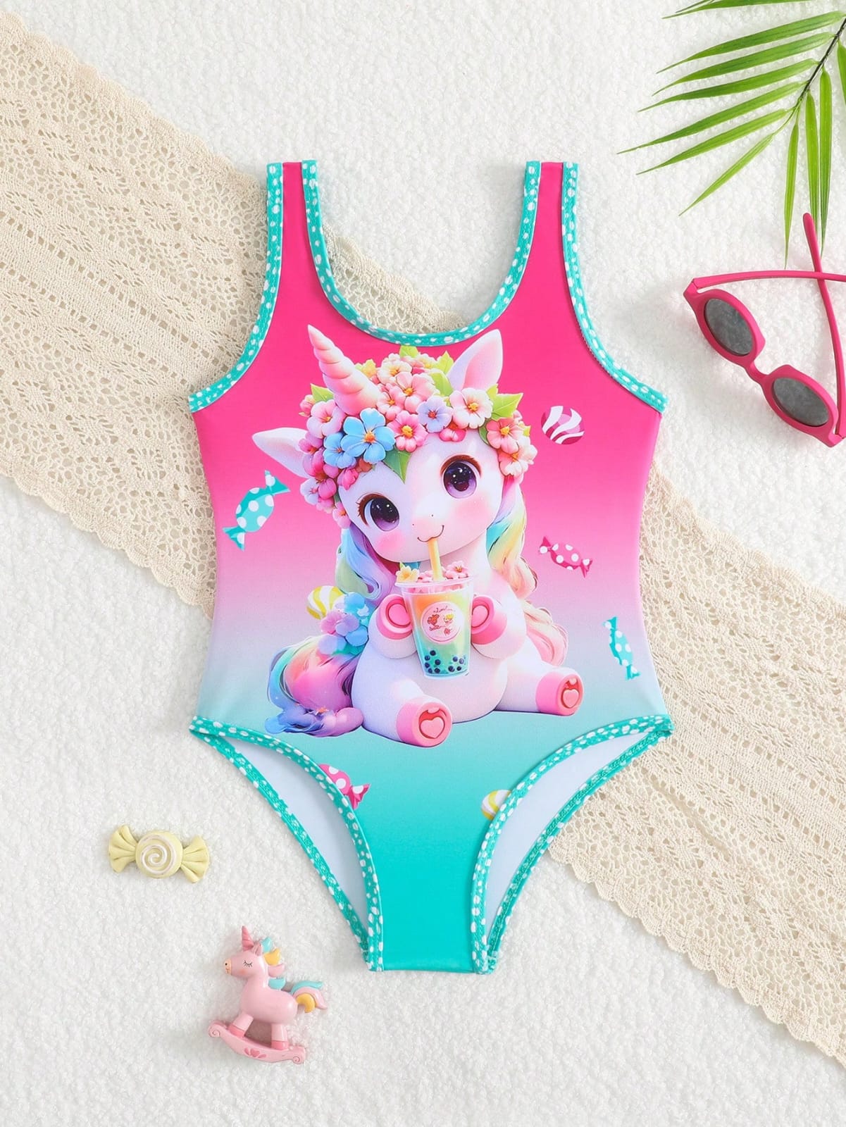TRAJE DE NIÑA CON ESTAMPADO DE UNICORNIO TALLA 6 AÑOS