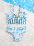 TRAJES DE BAÑO DE NIÑA CON ESTAMPADO DE OCEANO