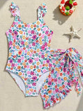 TRAJE DE BAÑO DE NIÑA CON ESTAMPADO DE FLORES