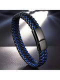 PULSERA NEGRO CON LINEAS AZUL DE HOMBRE