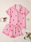 CONJUNTO DE PIJAMA DE CORAZON COLOR ROSADO
