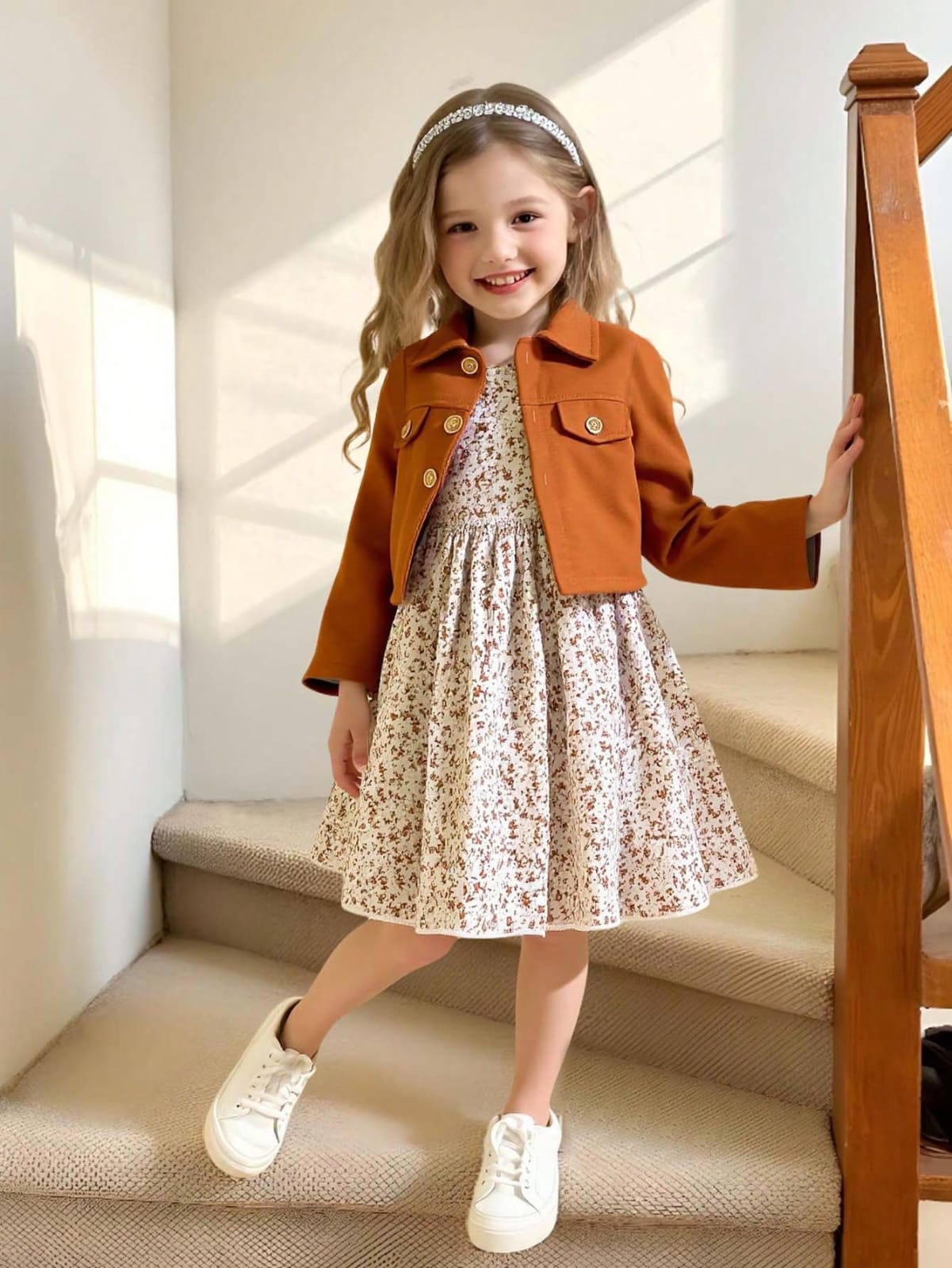 CONJUNTO DE VESTDIO + CHALECO DE NIÑA